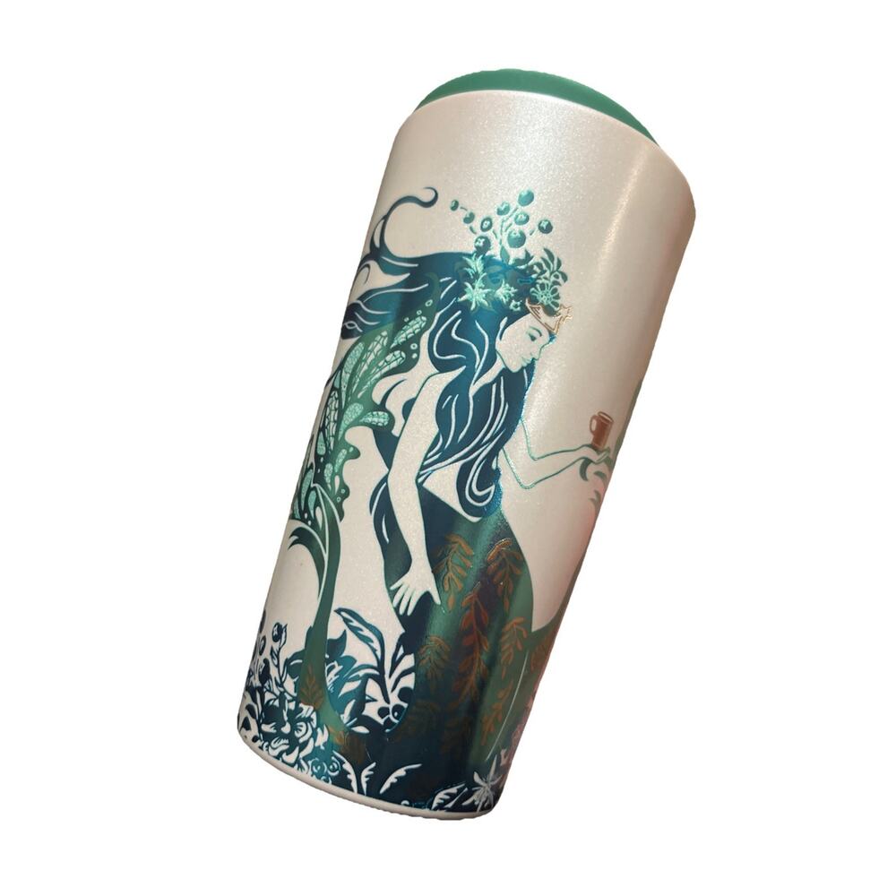 Starbucks 2022 Teal Blue Green Gold Metallic Siren Mermaid Ceramic 12oz Tumbler
